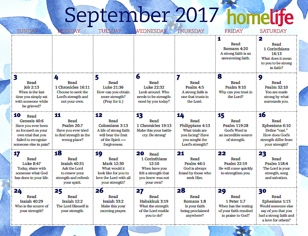 september scripture calendar | Home with a Twist