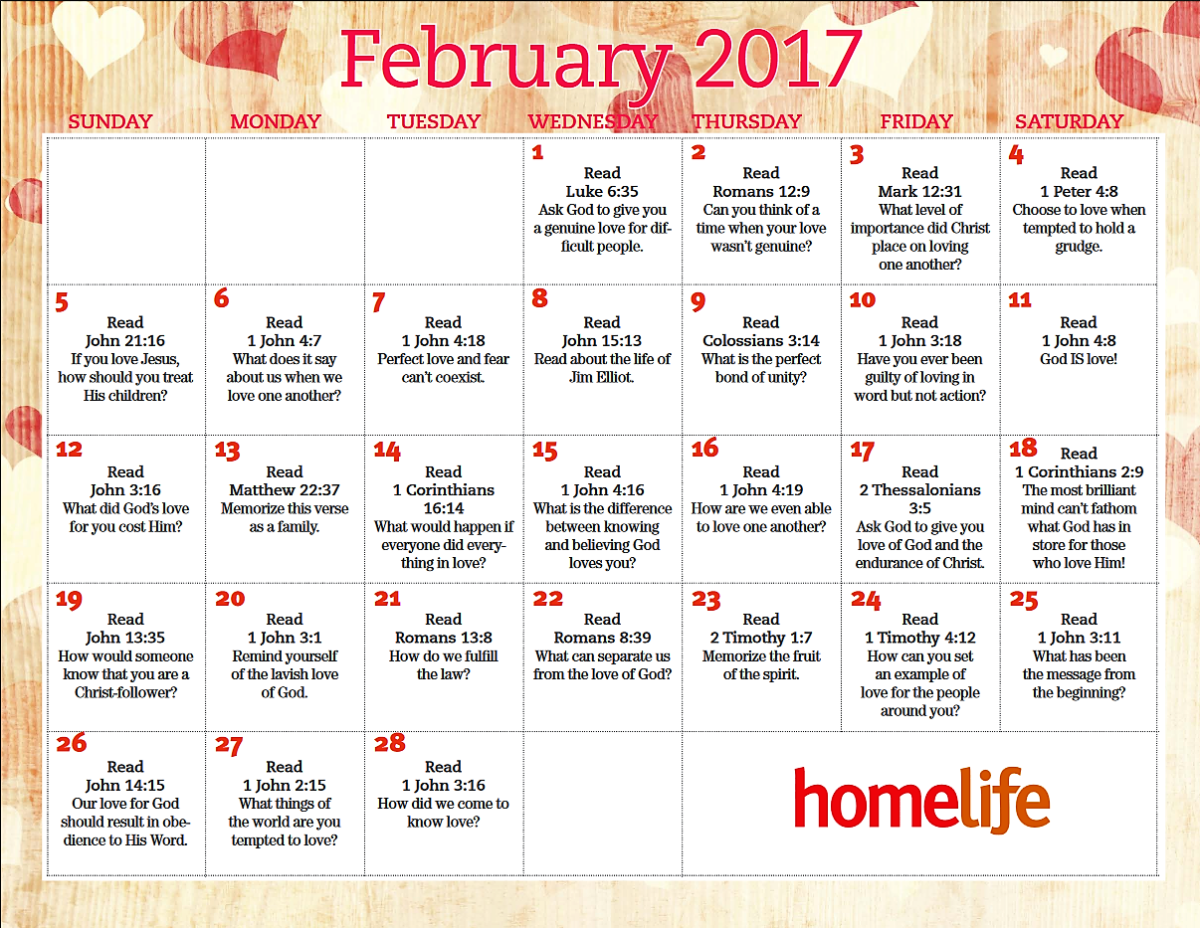 February Devotional Calendar Home With A Twist
